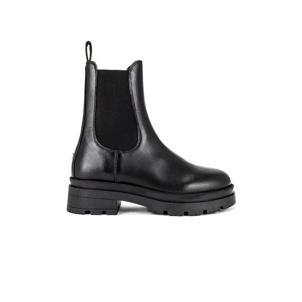 Anine Bing Justine Boots in Black Size 40 Leather Pull-On Round Toe Rubber Sole